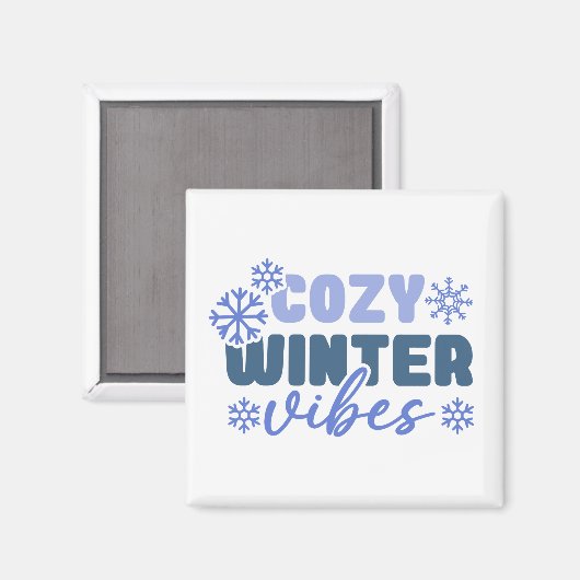 Cosy Winter Vibes - Snowflake Typografie Magnet (Vorderseite/Rückseite)