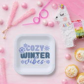Cosy Winter Vibes - Snowflake Typografie Pappteller (Party)