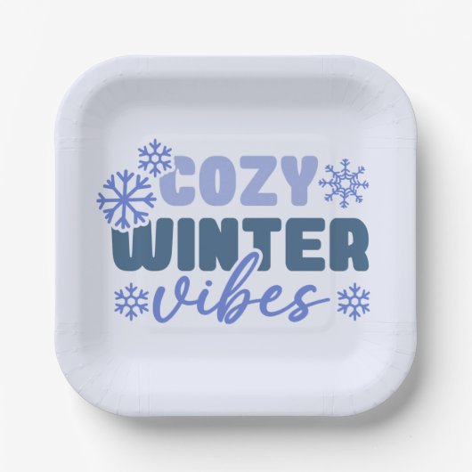 Cosy Winter Vibes - Snowflake Typografie Pappteller (Vorderseite)