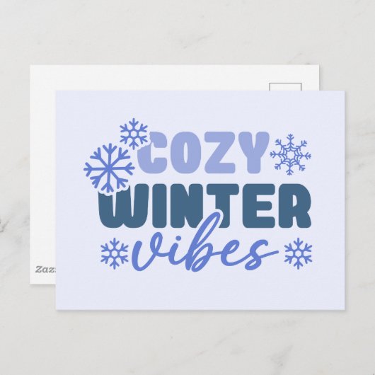 Cosy Winter Vibes - Snowflake Typografie Postkarte (Vorne/Hinten)