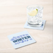 Cosy Winter Vibes - Snowflake Typografie Rechteckiger Pappuntersetzer (Vor Ort)
