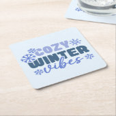 Cosy Winter Vibes - Snowflake Typografie Rechteckiger Pappuntersetzer (angewinkelt)