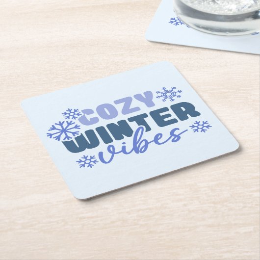 Cosy Winter Vibes - Snowflake Typografie Rechteckiger Pappuntersetzer (angewinkelt)