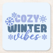 Cosy Winter Vibes - Snowflake Typografie Rechteckiger Pappuntersetzer (Vorderseite)