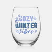 Cosy Winter Vibes - Snowflake Typografie Weinglas Ohne Stiel (Vorderseite)