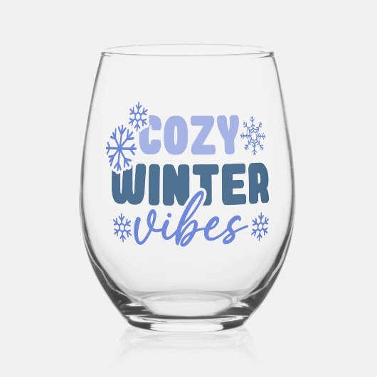 Cosy Winter Vibes - Snowflake Typografie Weinglas Ohne Stiel (Vorderseite)