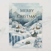 "Cosy Winter Village Christmas Flat Invitation" Einladung (Vorne/Hinten)