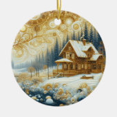 "Cosy Winter wohnode" Keramik Ornament (Vorne)