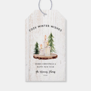 Cosy Winter wünscht White Distressed Wood Gift Tag Geschenkanhänger