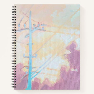Cosy Wolken Powerlines Notebook Original-Kunst Notizblock