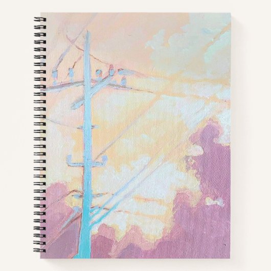 Cosy Wolken Powerlines Notebook Original-Kunst Notizblock (Vorderseite)