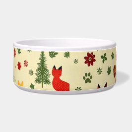 Cosy Woodland Christmas Cat Bowl - Rustikale Tiere Napf