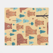 Cosy Woodland Friends Bear2 Fleecedecke (Vorderseite (Horizontal))