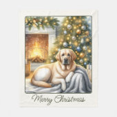 Cosy Yellow Labrador Retriever Christmas Dog Fleecedecke (Vorderseite)