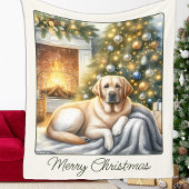 Cosy Yellow Labrador Retriever Christmas Dog Fleecedecke