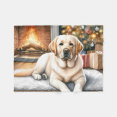 Cosy Yellow Labrador Retriever Dog Weihnachten Fleecedecke (Vorderseite (Horizontal))