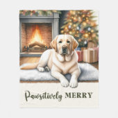 Cosy Yellow Labrador Retriever Dog Weihnachten Fleecedecke (Vorderseite)