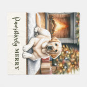 Cosy Yellow Labrador Retriever Dog Weihnachten Fleecedecke (Vorderseite (Horizontal))