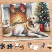 Cosy Yellow Labrador Retriever Dog Weihnachten Puzzle