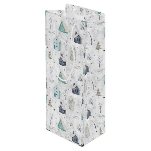 Cosy Zuhause Christmas Aquamarin ID985 Geschenktüte Für Weinflaschen (Rückseite Schrägansicht)