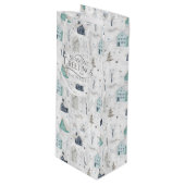 Cosy Zuhause Christmas Aquamarin ID985 Geschenktüte Für Weinflaschen (Vorderseite Schrägansicht)