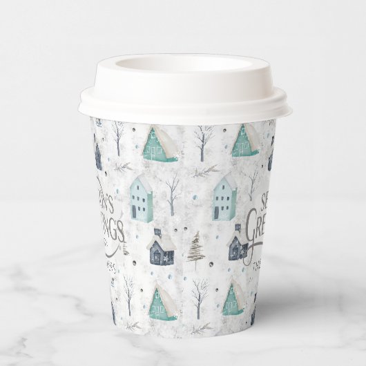 Cosy Zuhause Christmas Aquamarin ID985 Pappbecher (Rechts)