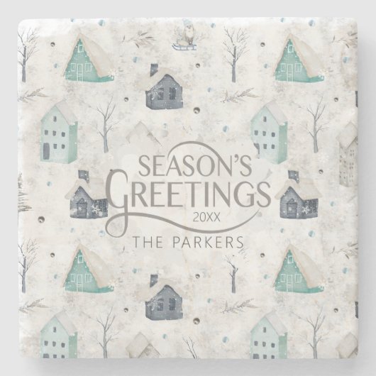 Cosy Zuhause Christmas Aquamarin ID985 Steinuntersetzer (Vorderseite)