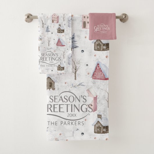 Cosy Zuhause Christmas Pink ID985 Badhandtuch Set (Insitu)