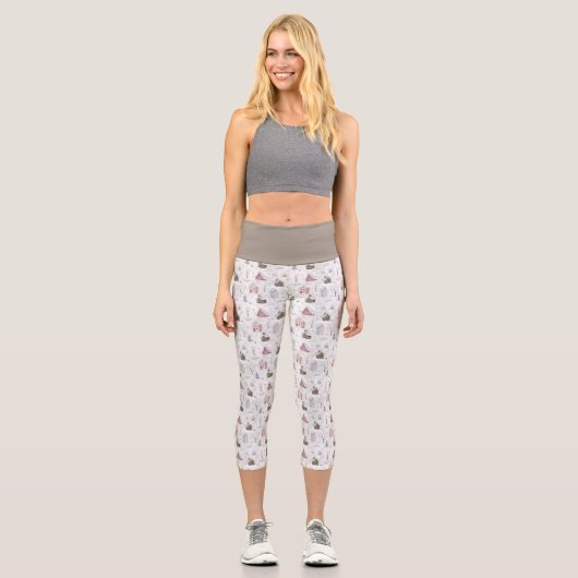 Cosy Zuhause Christmas Pink ID985 Capri Leggings (Vorderseite)