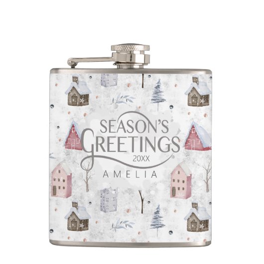 Cosy Zuhause Christmas Pink ID985 Flachmann (Vorderseite)