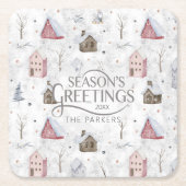 Cosy Zuhause Christmas Pink ID985 Rechteckiger Pappuntersetzer (Vorderseite)