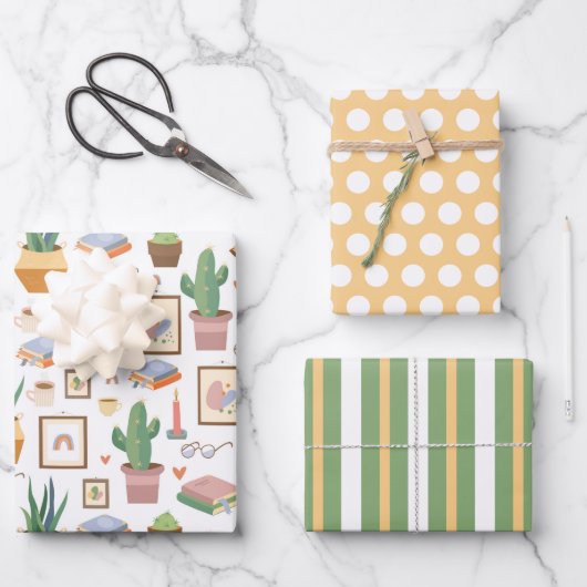 Cosy Zuhause Wrapping Paper Set 3 Geschenkpapier Set (Vorderseite)