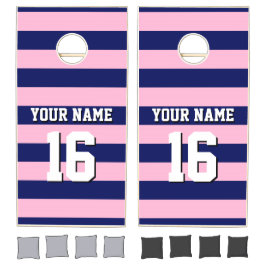 Cot Candy Pink Navy Blue Team Jersey Preppy Strip