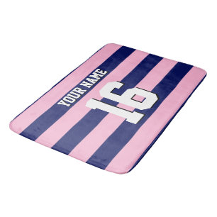 Cot Candy Pink Navy Blue Team Jersey Preppy Strip Badematte