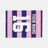 Cot Candy Pink Navy Blue Team Jersey Preppy Strip Fleecedecke (Vorderseite (Horizontal))