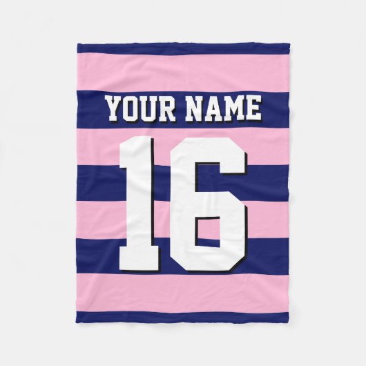 Cot Candy Pink Navy Blue Team Jersey Preppy Strip Fleecedecke (Vorderseite)