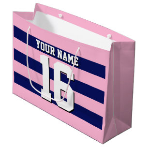 Cot Candy Pink Navy Blue Team Jersey Preppy Strip Große Geschenktüte