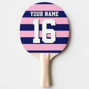 Cot Candy Pink Navy Blue Team Jersey Preppy Strip Tischtennis Schläger