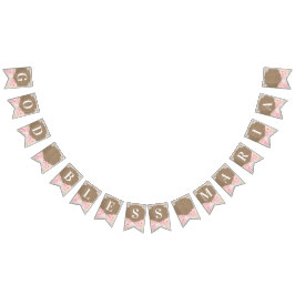 Cotagecore Rosa Bläserne Rustikale Gott segne Tauf Wimpelkette