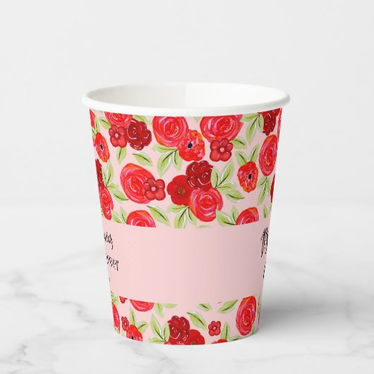 Cotattcore Blume Blätter Pattern Girl Baby Dusche Pappbecher (Links)