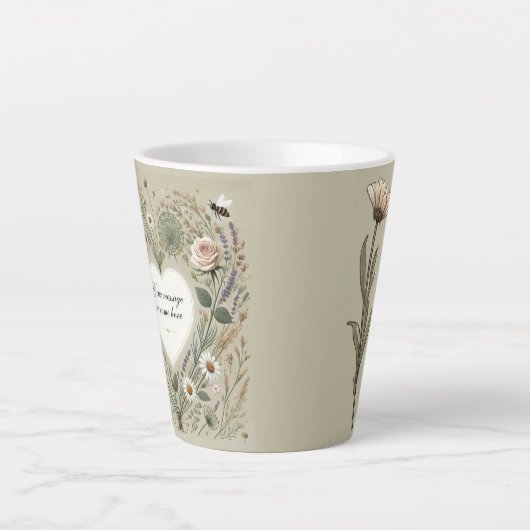 Cotattcore "Floral Heart & Bee" Latte Tasse - Pers (Vorderseite)