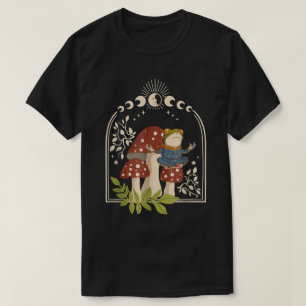Cotattcore Frog Mushroom Celestial Moon Phase Zen T-Shirt