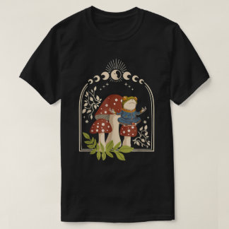 Cotattcore Frog Mushroom Celestial Moon Phase Zen T-Shirt