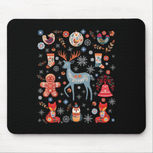 Cotattcore Nordic Hyge Folk Art Scandinavian Chr Mousepad