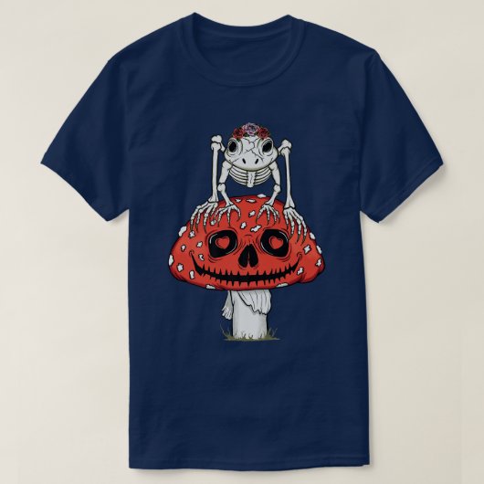 Cotattecore Ästhetische Skelettfrösche Mushroom Go T-Shirt (Design vorne)