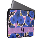 Cotattecore Blaues Blumenmuster Monogramm Laptopschutzhülle (Vorne Rechts)