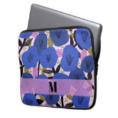 Cotattecore Blaues Blumenmuster Monogramm Laptopschutzhülle (Vorderseite Links)