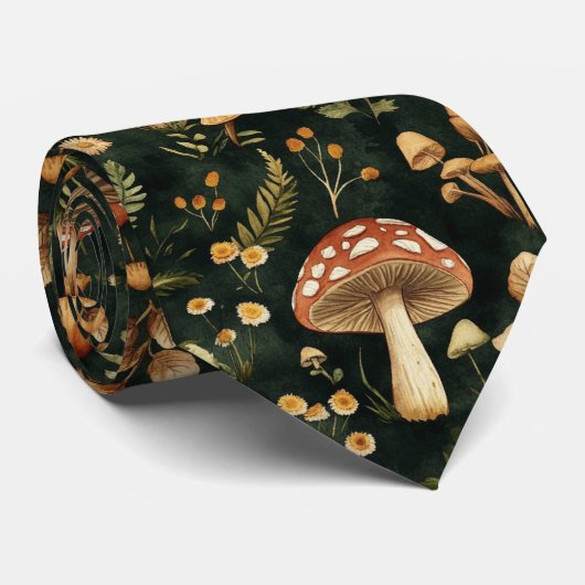 Cotattecore Mushroom Pattern Dunkel Krawatte (Gerollt)