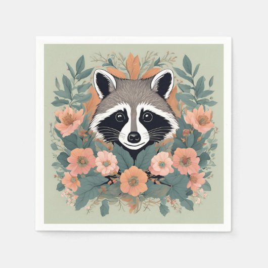 Cotattecore Raccoon Throw Kissen Serviette (Vorderseite)