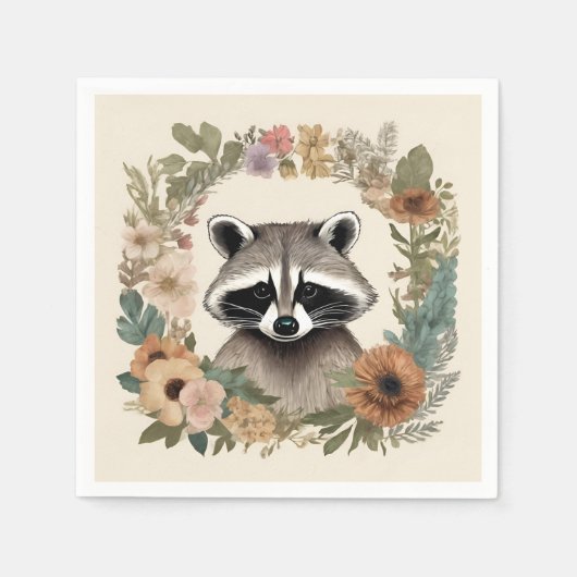 Cotattecore Raccoon Throw Kissen Serviette (Vorderseite)
